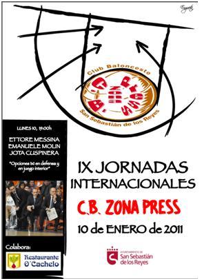 Cartel IX Clinic para entrenadores Zona Press. Ettore Messina, Enmanuel Molin y Jota Cuspinera