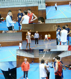 Pepe Laso. Sesiones de entrenamiento baloncesto, jugadores Baloncesto San Agustín Madrid